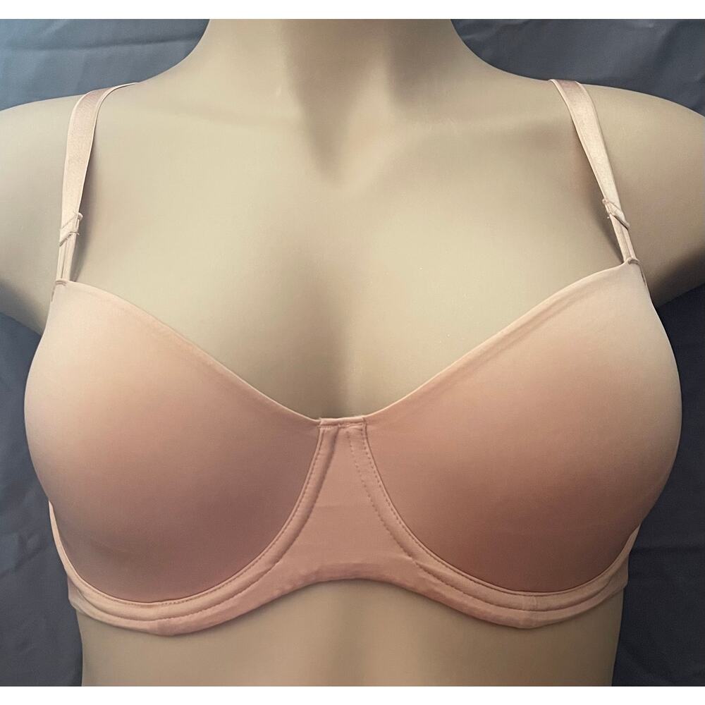 34DD NUDE SATIN VICTORIA'S SECRET DREAM ANGELS PUSH-UP UNLINED DEMI BRA
